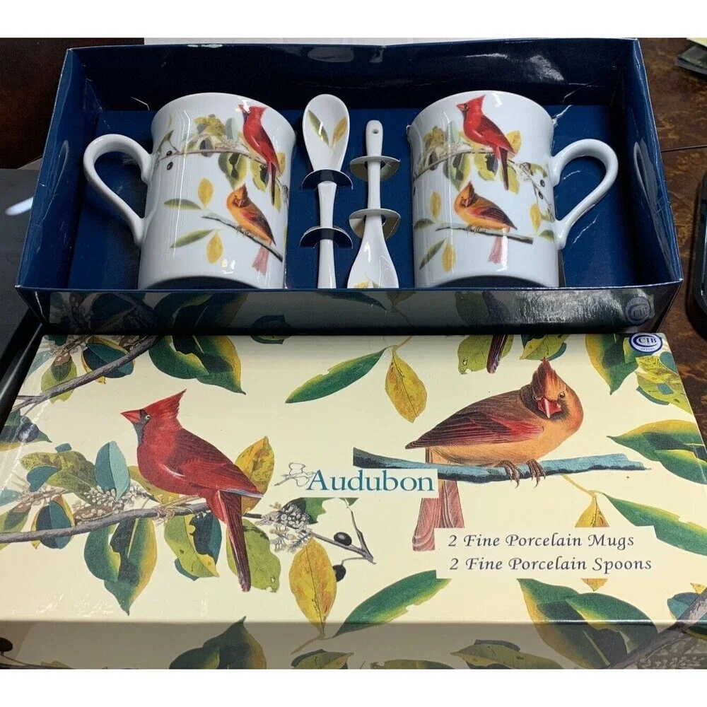 National Audubon Society Northern Cardinal Mug and Spoon Sets Godinger & Co